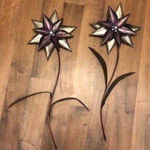 Purple and silver flower decorations